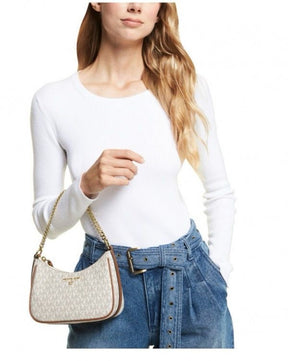 Michael  Kors  MK  Jet  Set  Charm  Small  Logo  Pochette  With  OG  Box  (5575  Beige  Brown)