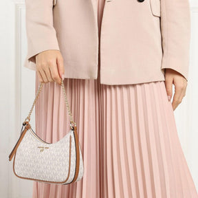 Michael  Kors  MK  Jet  Set  Charm  Small  Logo  Pochette  With  OG  Box  (5575  Beige  Brown)