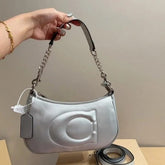 Coach  GB  Teri  Shoulder  Bag  With  Signature  Quilting  With  OG  Box  &  Dust  Bag  (CA548  Silver)