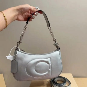 Coach  GB  Teri  Shoulder  Bag  With  Signature  Quilting  With  OG  Box  &  Dust  Bag  (CA548  Silver)
