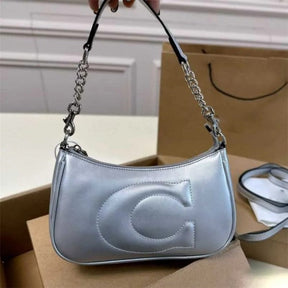Coach  GB  Teri  Shoulder  Bag  With  Signature  Quilting  With  OG  Box  &  Dust  Bag  (CA548  Silver)