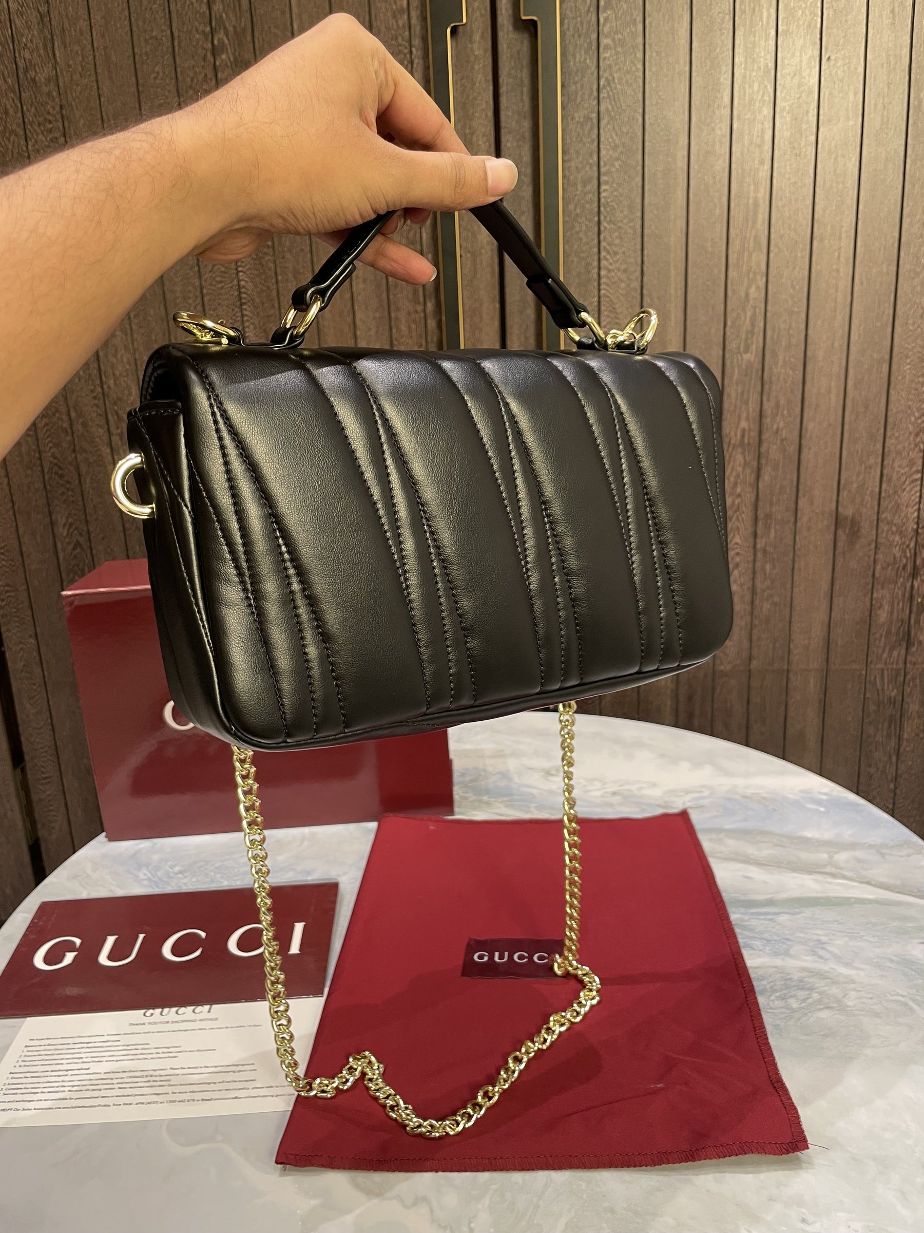 Gucc  i GG Milano Mini leather tote bag with Red magnetic box 418