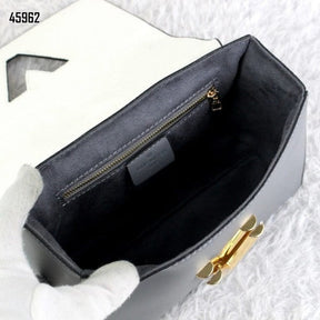 Louis  Vuitton  Embroidered  Twist  Logo  Premium  Double  Box  Bag  With  Shoulder  Strap  (45962 White  Grey)