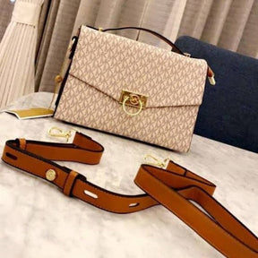 Michael  Kors  Hendrix  Logo  Cross Body  Bag  With  &  Dust  Bag  (3810  Beige  Brown)