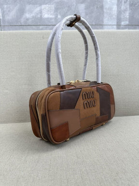 Miu Miu Versatile Long Handle Brown Leather Shoulder Bag With Dust Bag 502 Brown