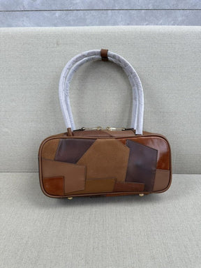 Miu Miu Versatile Long Handle Brown Leather Shoulder Bag With Dust Bag 502 Brown