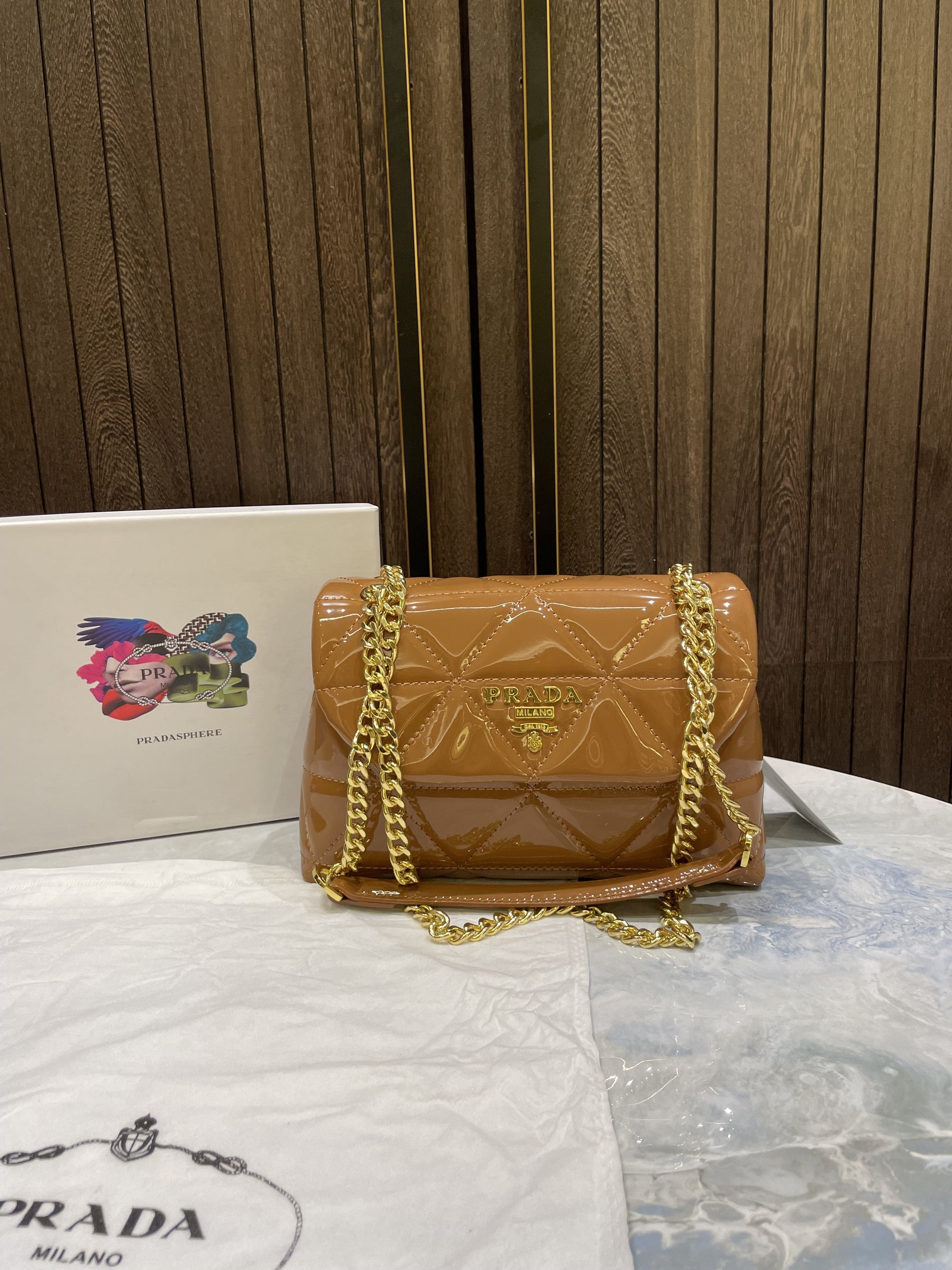 Prad  a leather spectrum shoulder bag with box 413