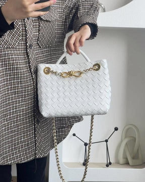 Bottega  Veneta  Andiamo  Small  Intrecciato Leather  Bag  Off  White  159