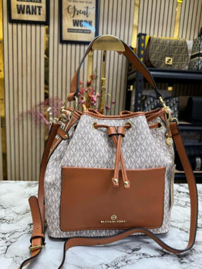 Michael  Kors Maeve Medium Bucket Bag With Dust Bag (Beige Brown)