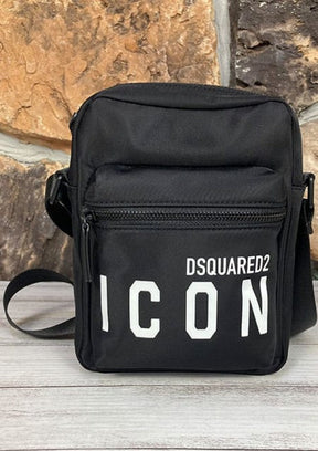 Dsquared2 Icon Print Crossbody Bag In D1113 Black With Dust Bag