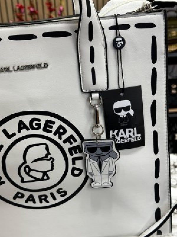 KARL LAGERFELD PARIS NOUVEAU LEATHER TOTE WITH DUST BAG PREMIUM QUALITY (WHITE)