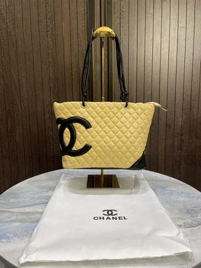 chane  l  Quilted Calfskin Cambon Tote Large with dust cover 427