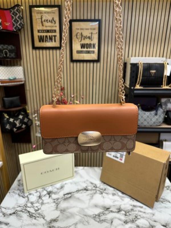 Coach  Eliza  Flap  Crossbody  Bag  With  Double  Og  Box  And  Dust  Bag  (Brown)