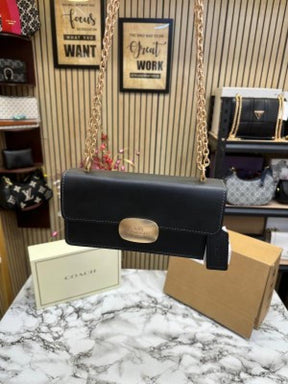 Coach  Eliza  Flap  Crossbody  Bag  With  Double  Og  Box  And  Dust  Bag  (Black)