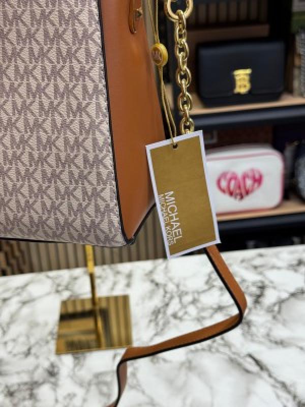 Michael  Kors Karlie Medium Satchel Bag With Dust Bag (Beige)