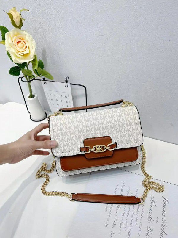 Michael  Kors  MK Heather Shoulder Bag With OG Box(22301 biege)