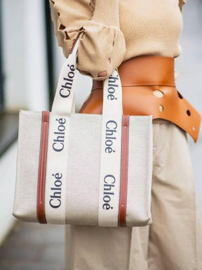 Chloe canvas tote bag with dust bag(688 1 biege)