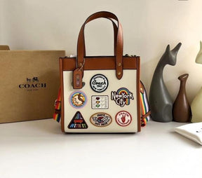 Coach  luxury    rainbow  field  small tote bag  with  og  double box