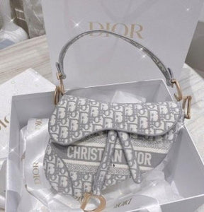 Christian  Dior  Saddle  Grey  Bag  With  Box  Bill  Dust  Bag  &  Sling  Belt  carrybag  554